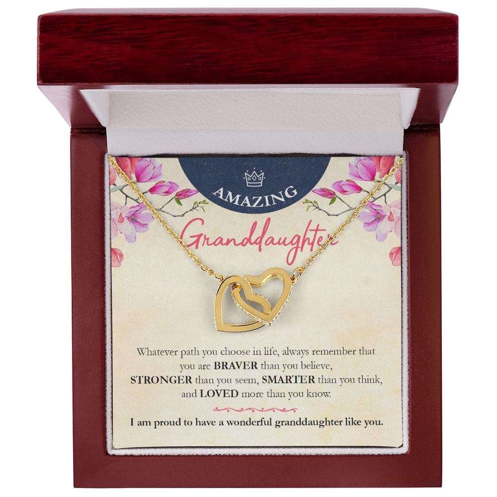 Beautiful Necklace Gift For Amazing Granddaughter Interlocking Hearts Necklace