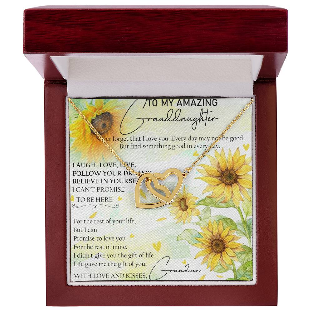 To My Amazing Granddaughter Interlocking Hearts Necklace Message Card