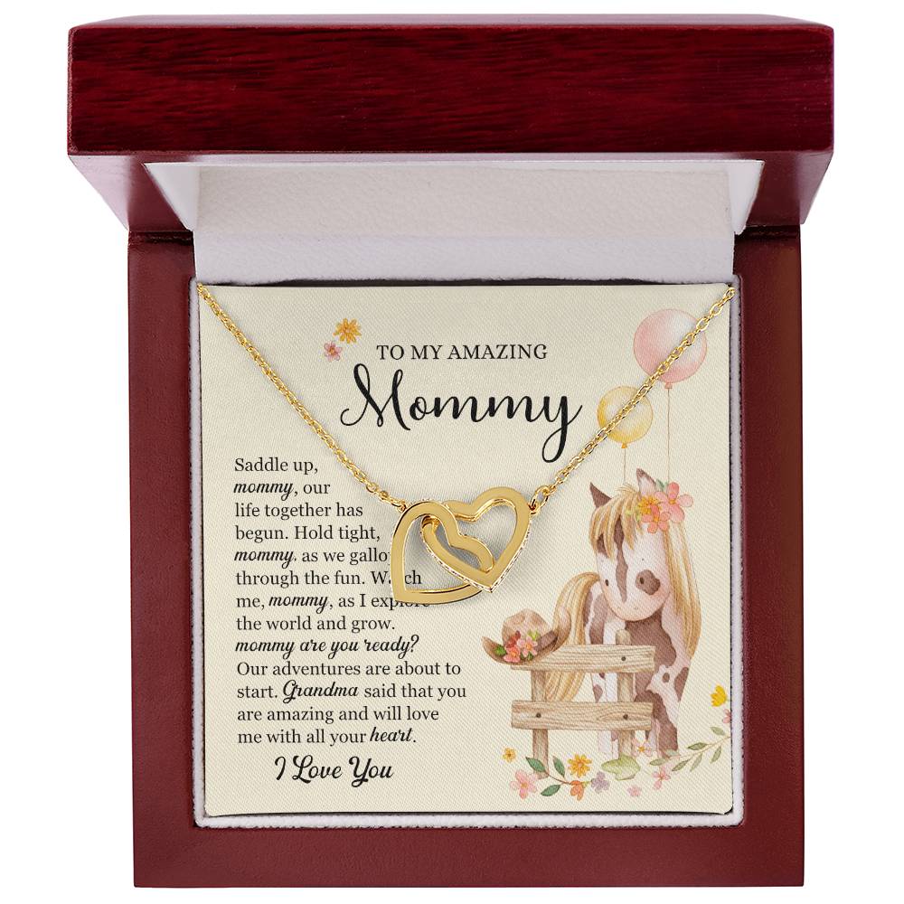 Saddle Up Amazing Mommy Necklace Interlocking Hearts Necklace