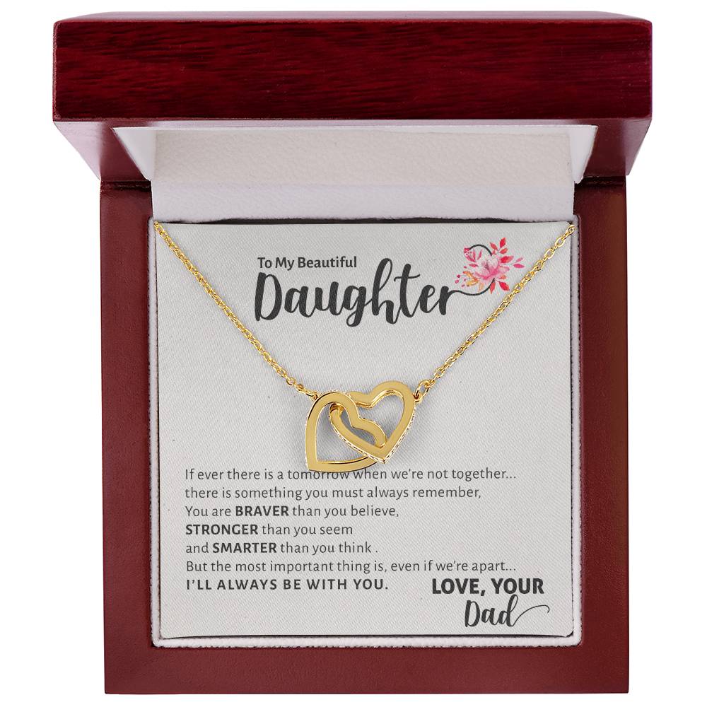 To My Beautiful Daughter - I'Ll Always Be With You Interlocking Hearts Necklace