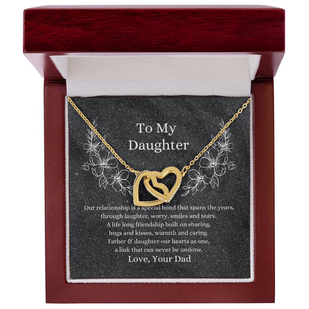 Father To Daughter Hearts As One Necklace Interlocking Hearts Necklace