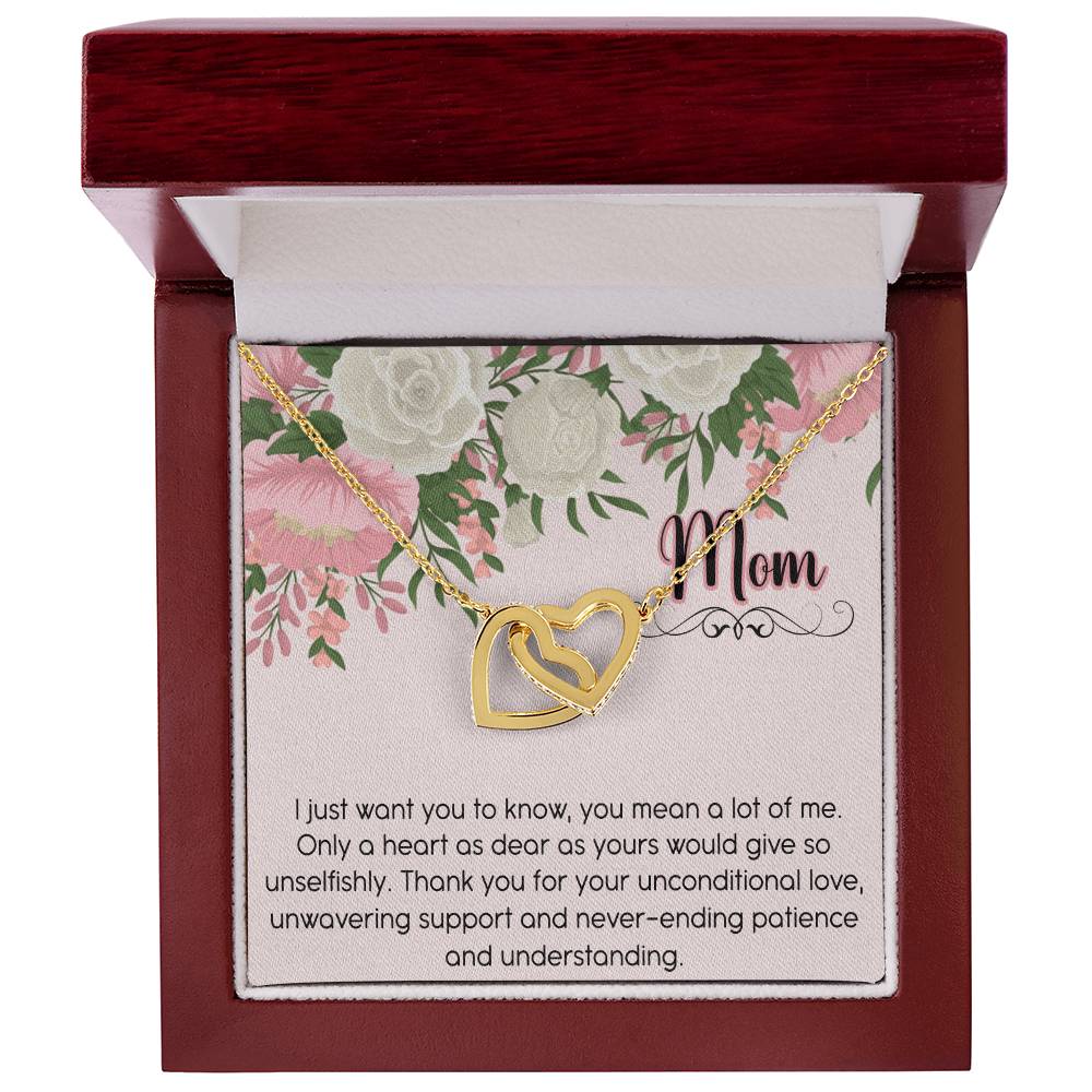 Mom Interlocking Hearts Necklace Message Card