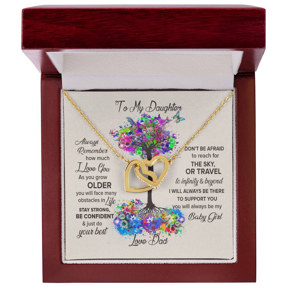 To My Daughter - Always Be My Baby Girl Interlocking Hearts Necklace