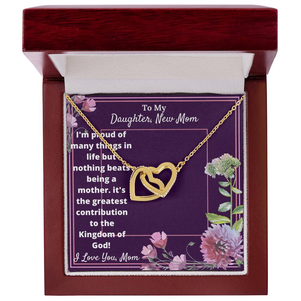 New Mom Cubic Zirconia Stone Necklace Interlocking Hearts Necklace