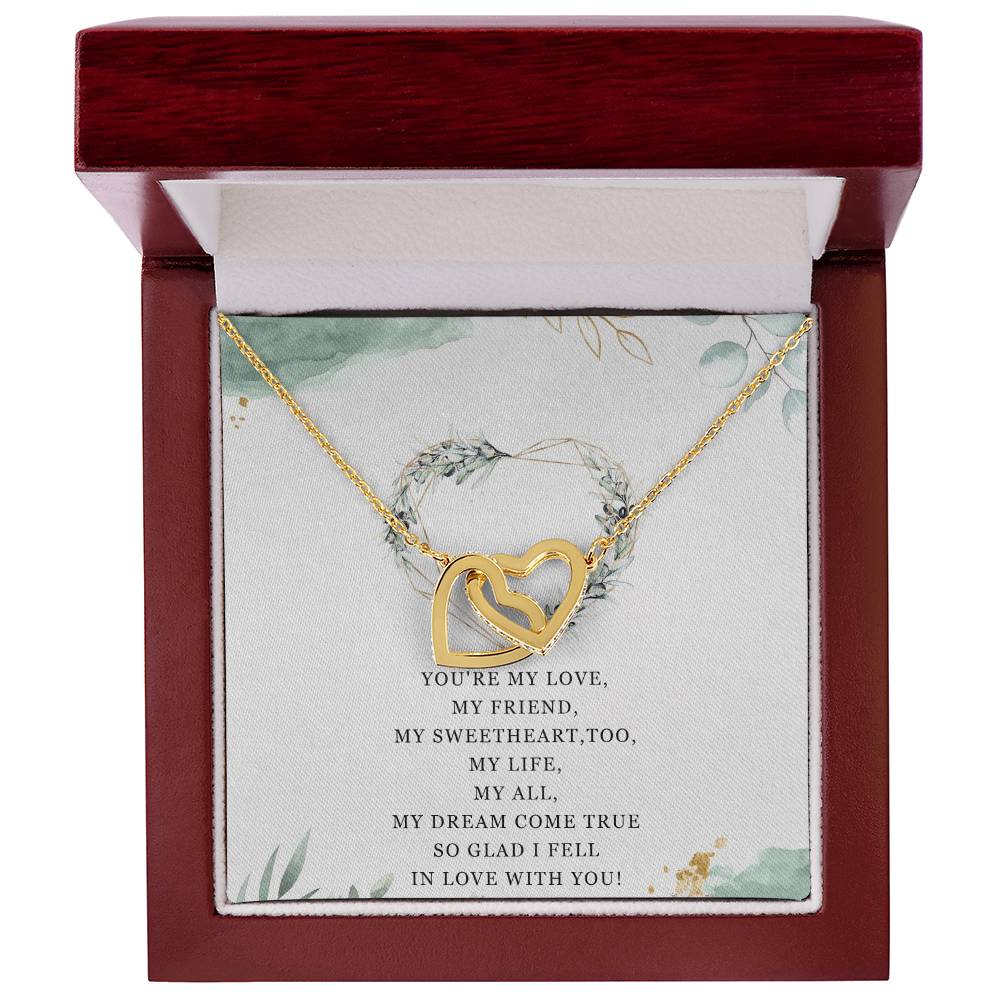 To My Girlfriend Interlocking Hearts Necklace Message Card