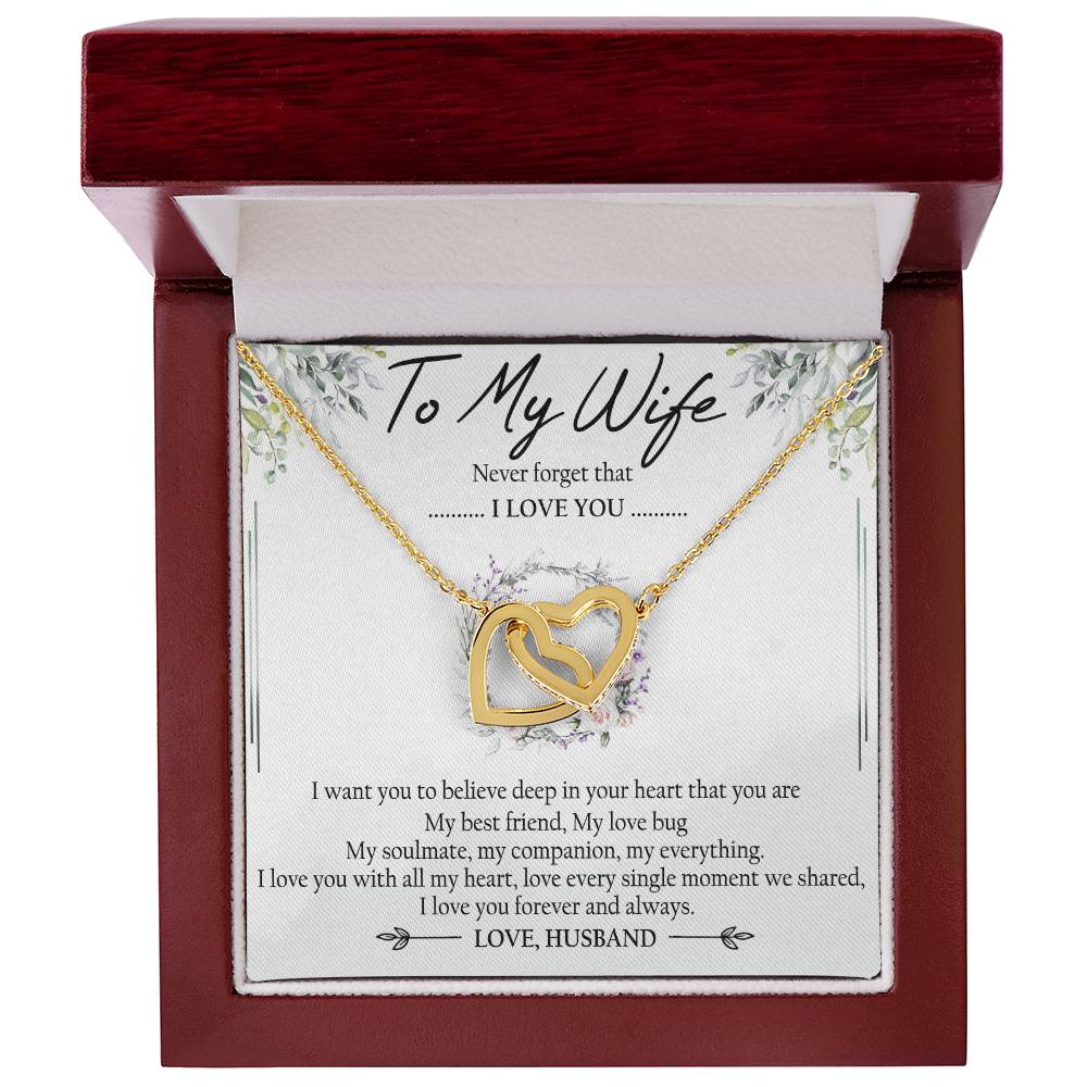 To My Wife Interlocking Hearts Necklace Message Card