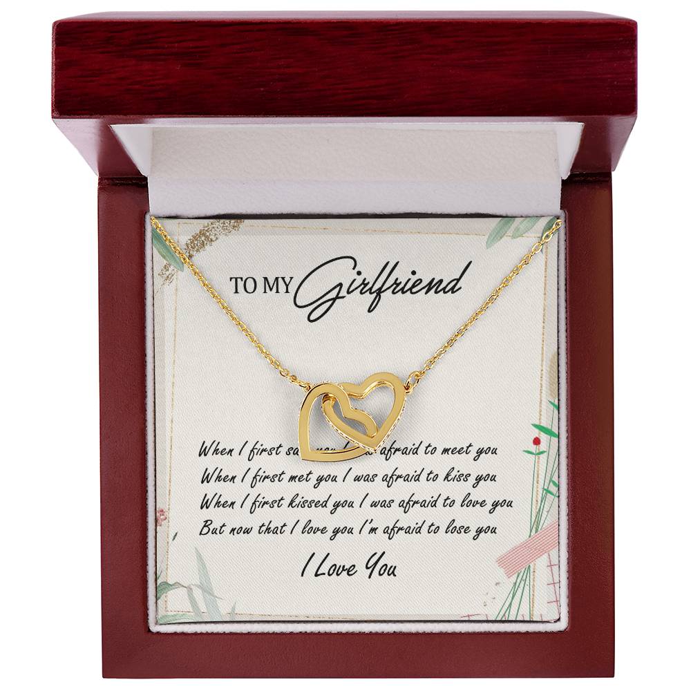 To My Girlfriend Interlocking Hearts Necklace Message Card