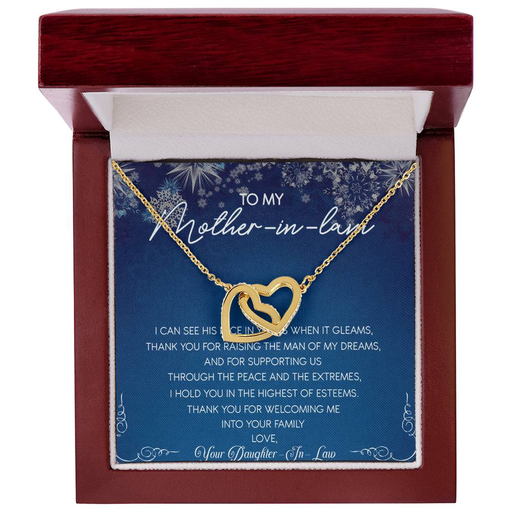 To My Mother-In-Law Interlocking Hearts Necklace Message Card
