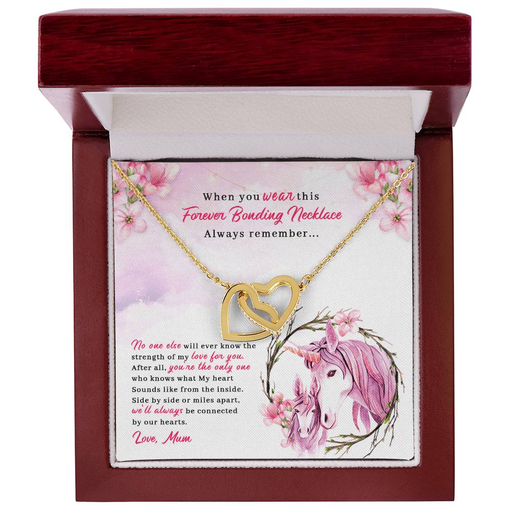 To My Daughter - Unique Heart Bonding Necklace Gift Set Interlocking Hearts Necklace