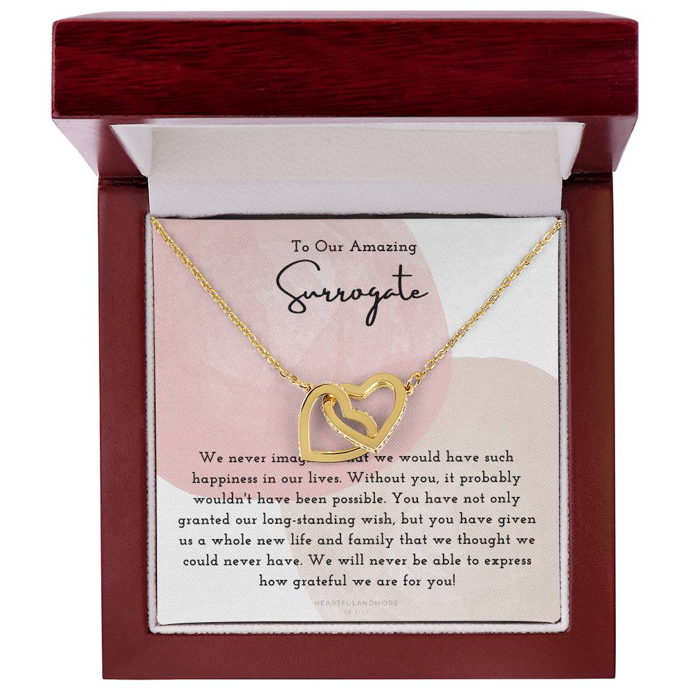 Surrogate Appreciation Gift Surrogate Gift Surrogate Gift With Message Card Surrogate Transfer Day Thank You Gift Interlocking Hearts Necklace