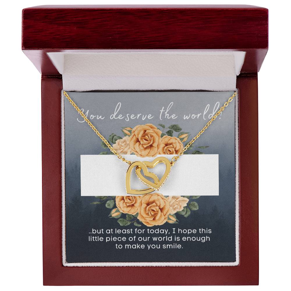 My World - Stainless Steelrose Gold Interlocked Hearts Necklace And Card Interlocking Hearts Necklace