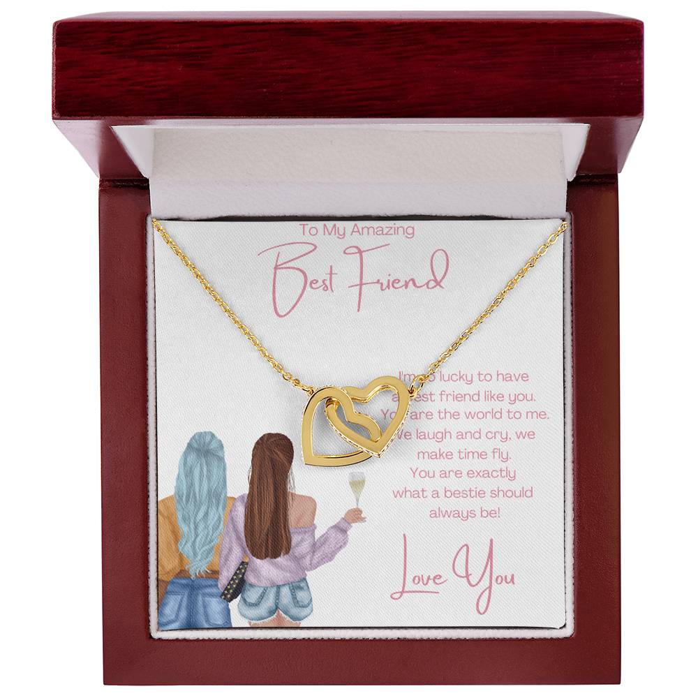 To My Amazing Best Friend - 2 Hearts Interlocking Hearts Necklace