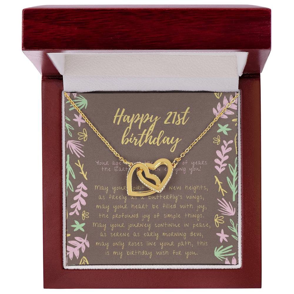 Happy 21St Birthday Necklace 21St Birthday Gift For Her 21St Birthday Gift For Women 21St Birthday Gift Necklace Happy 21St Birthday Friend 21St Birthday Gift 21 Interlocking Hearts Necklace