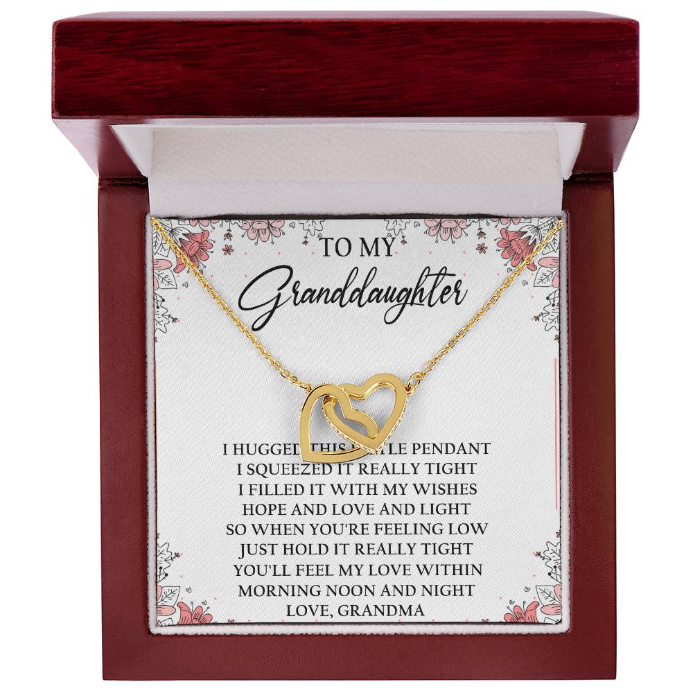 To My Granddaughter Interlocking Hearts Necklace Message Card