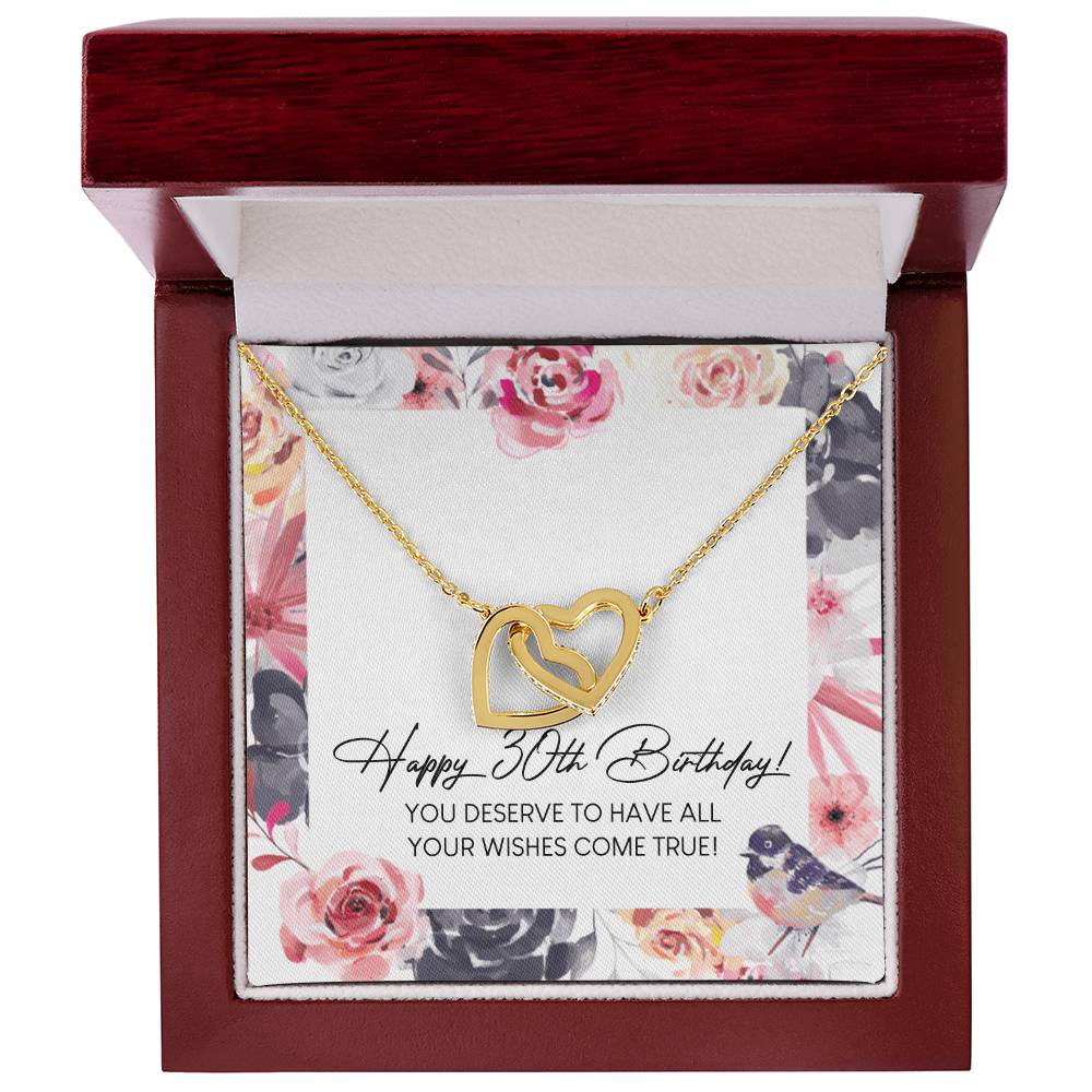 Happy 30Th Birthday Interlocking Hearts Necklace Message Card