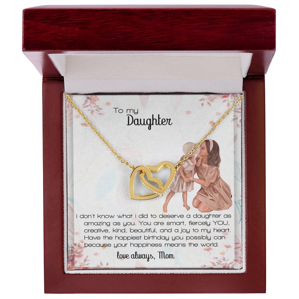 Daughter Gift Interlocking Hearts Necklace Love Always Mom