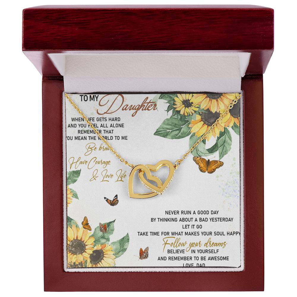 To My Daughter Interlocking Hearts Necklace Message Card