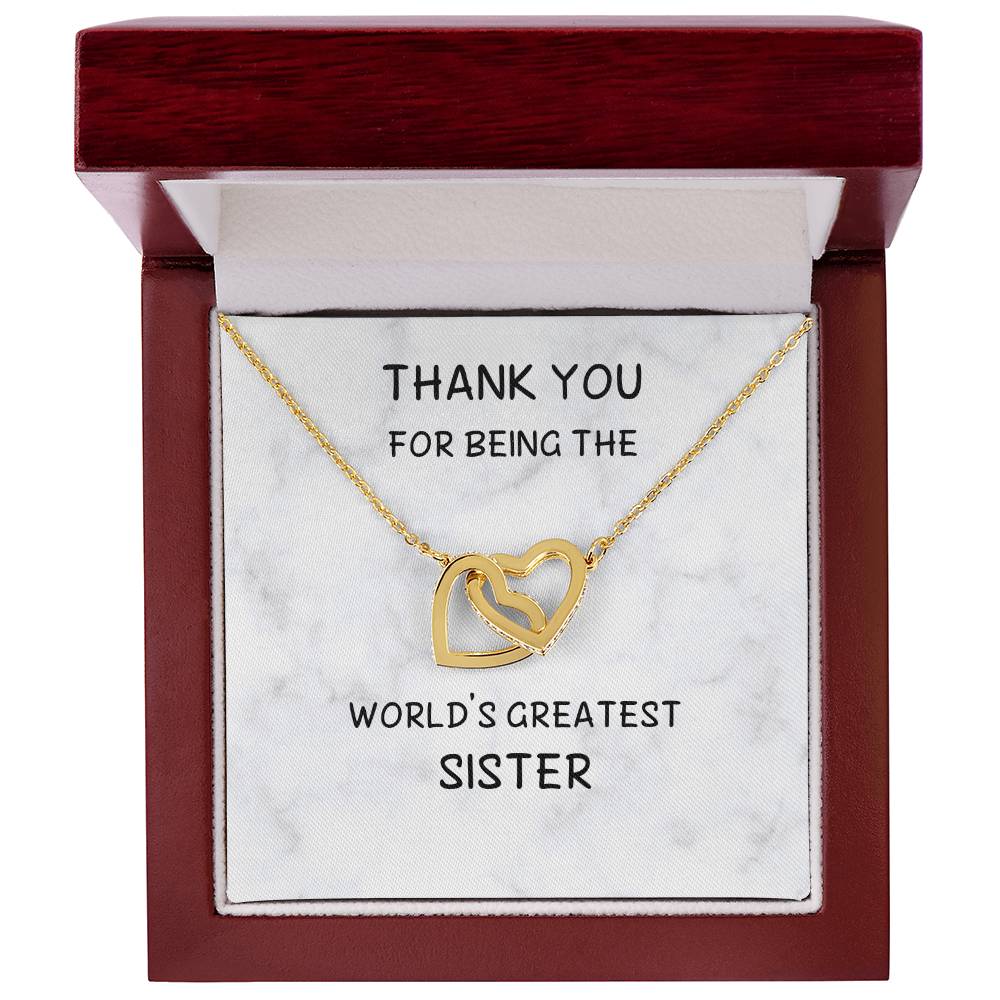 Thank You World'S Greatest Sister Interlocked Hearts Necklace Interlocking Hearts Necklace