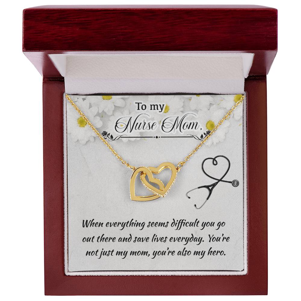Nurse Mom Mother'S Day Interlocking Hearts Necklace