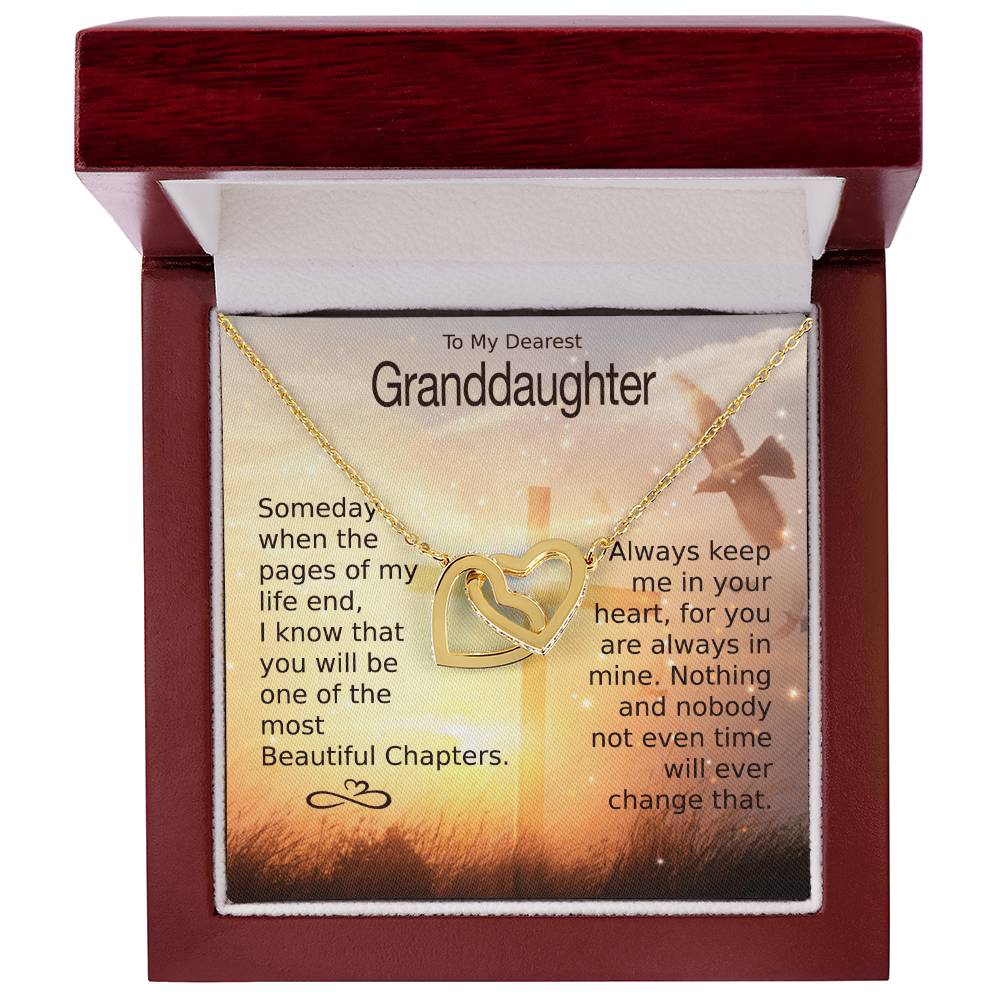 To My Granddaughter – Heart Melt Message Interlocking Heart Necklace?? Interlocking Hearts Necklace
