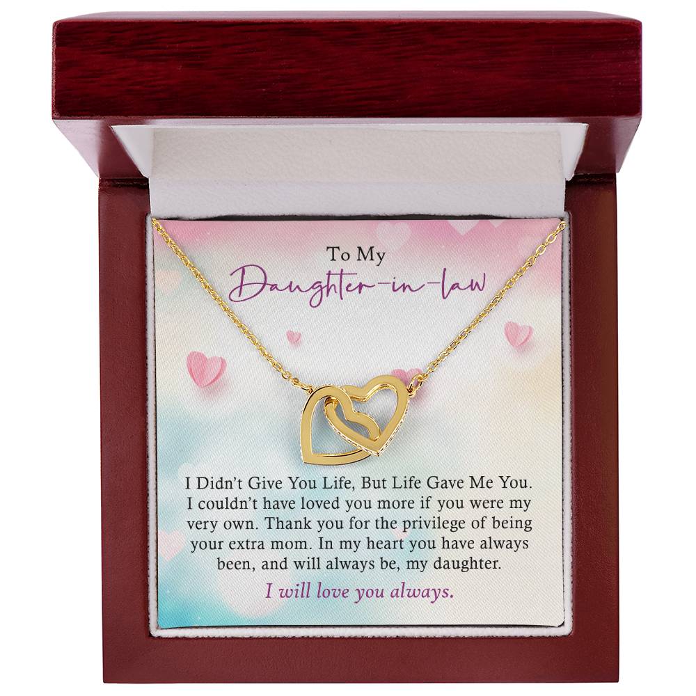 To My Daughter-In-Law - I Will Love You Always - Necklace Interlocking Hearts Necklace