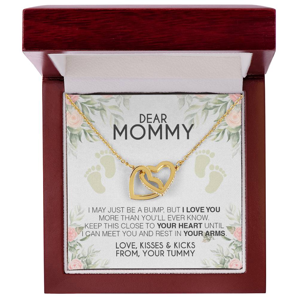 Dear Mommy - Love From Your Tummy- Necklace Interlocking Hearts Necklace