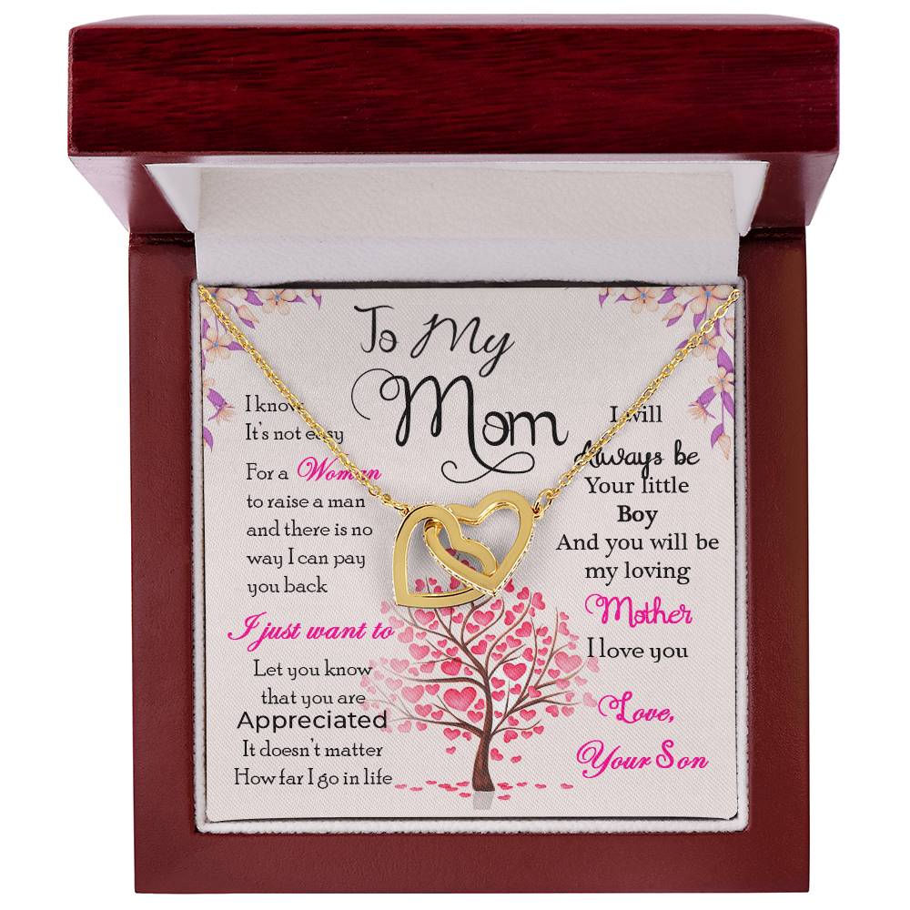 To My Mom - Thank You For Always Being There - Mother'S Day Gift Necklace For Mom Jewelry Gift From Son Interlocking Hearts Necklace