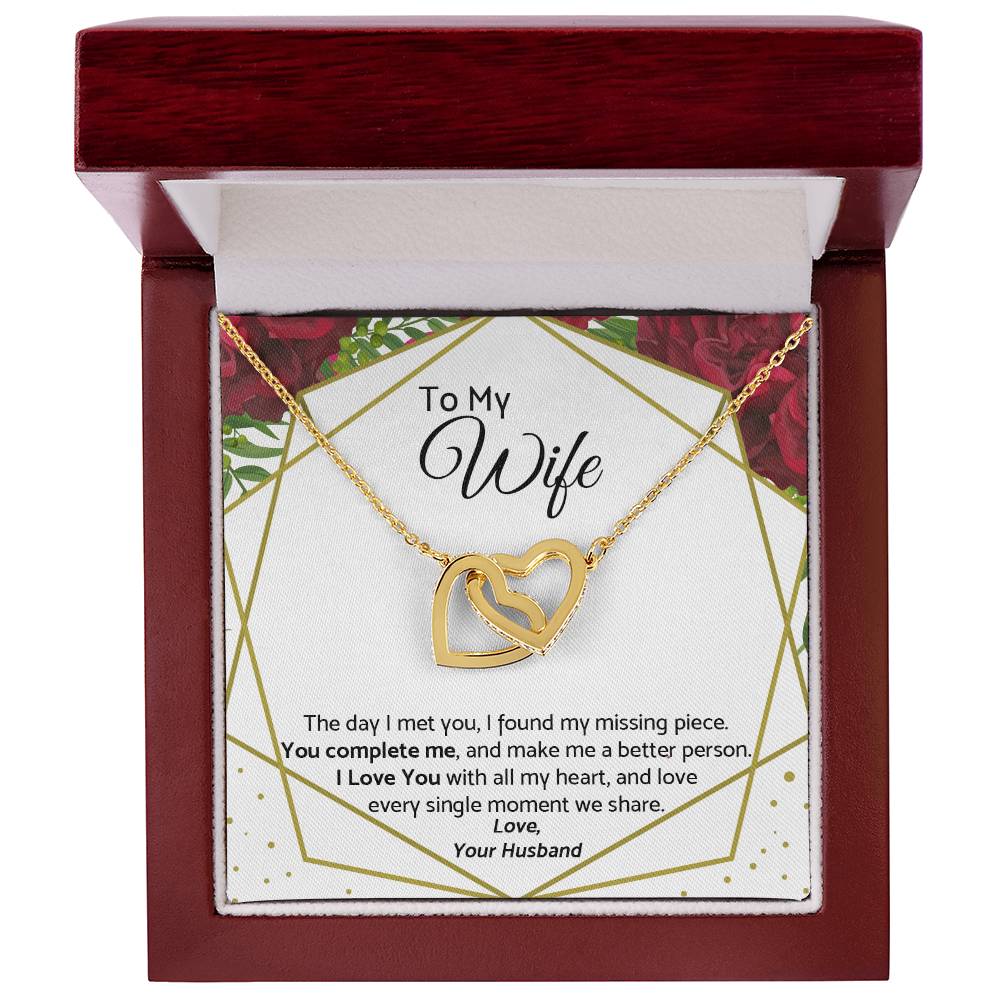 To My Wife - Premium Necklace Interlocking Hearts Necklace