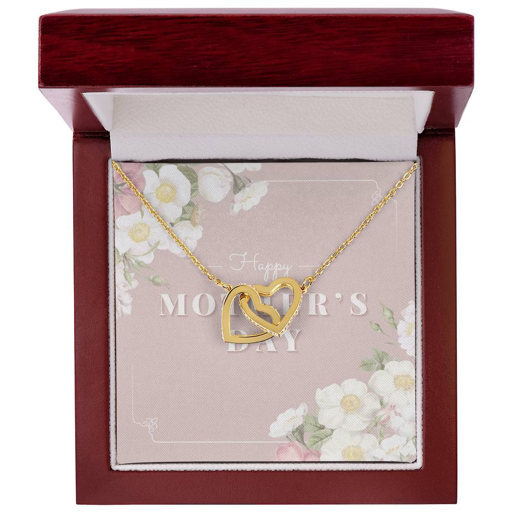 Mother Necklace Gift For Mom 14K White Gold Finish Pendant Mother'S Day Gift Interlocking Hearts Necklace