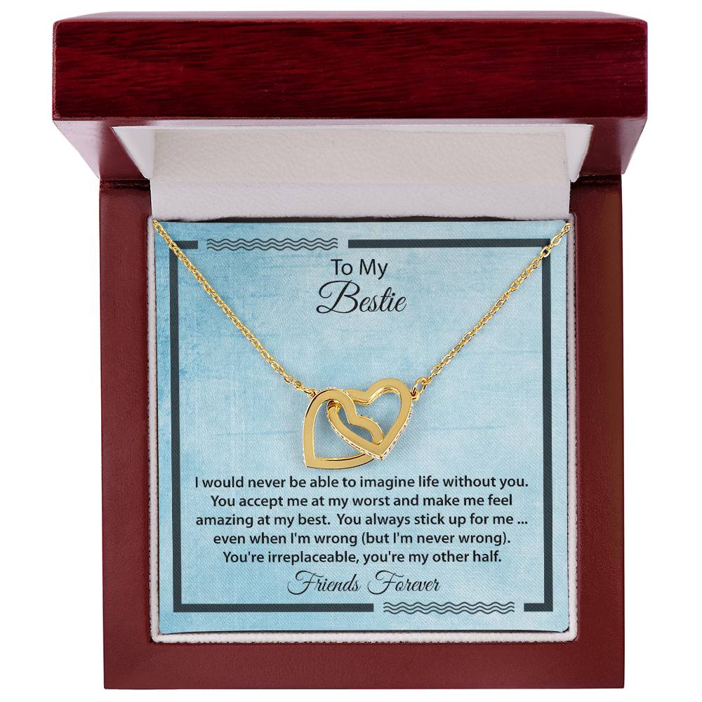 Bestie I Can'T Imagine Life Without You Necklace Interlocking Hearts Necklace