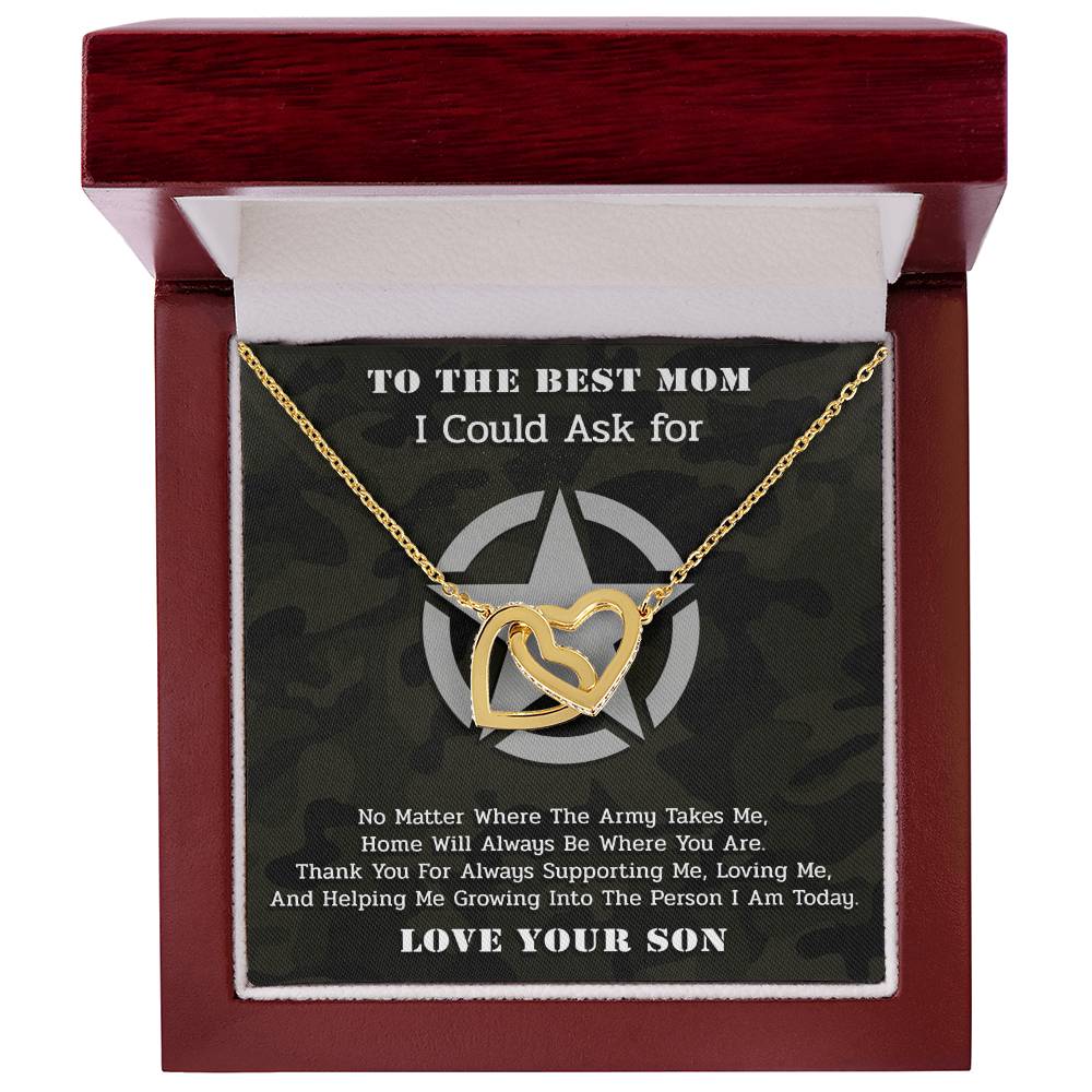 The Best Army Mom - Interlocked Necklace Interlocking Hearts Necklace