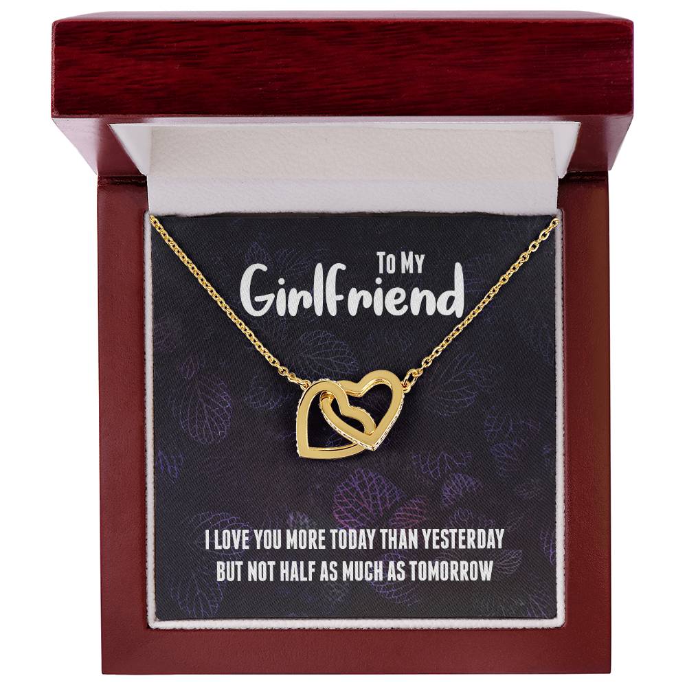 Beautiful Girlfriend Necklace Gift - I Love You Interlocking Hearts Necklace