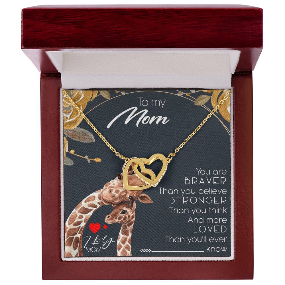 To My Mom Interlocking Hearts Necklace Message Card