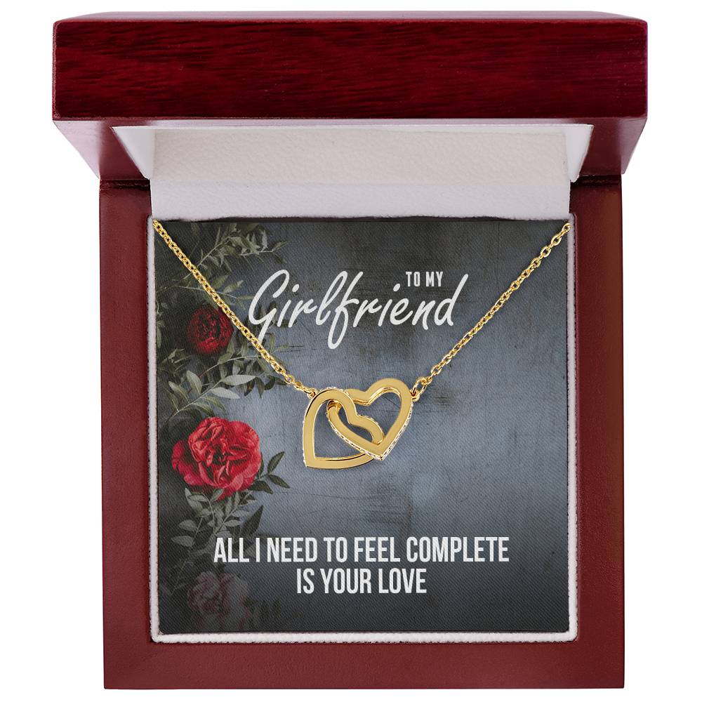 Interlocking Hearts - Romantic Necklace - Roses Gift Card Interlocking Hearts Necklace