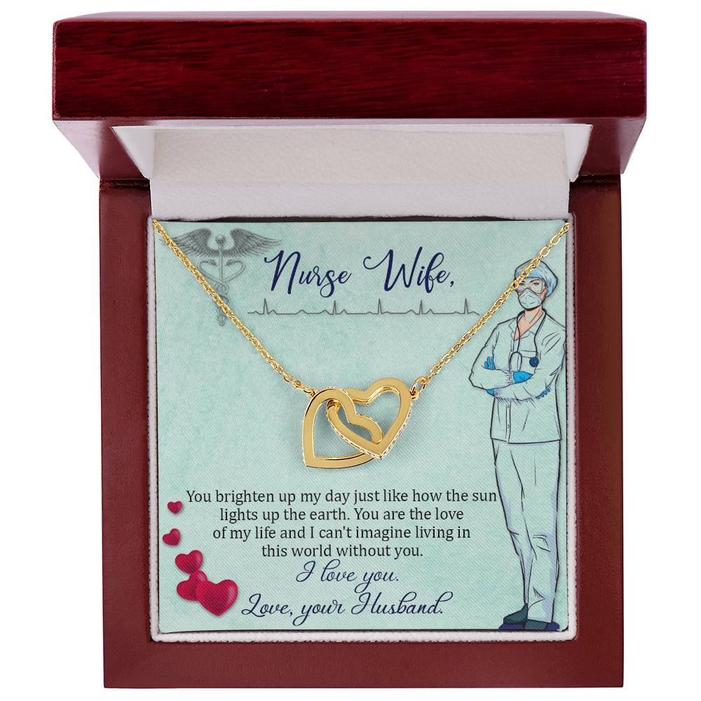 Nurse Wife - You Brighten Up My Day - Interlocking Hearts Necklace
