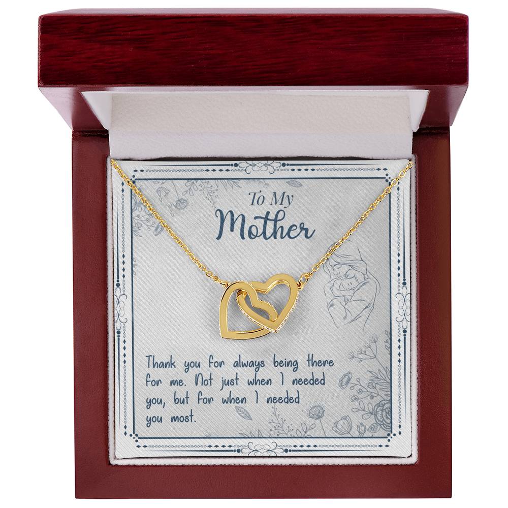 To My Mother Thank You For Always Being There For Me Interlocking Hearts Necklace