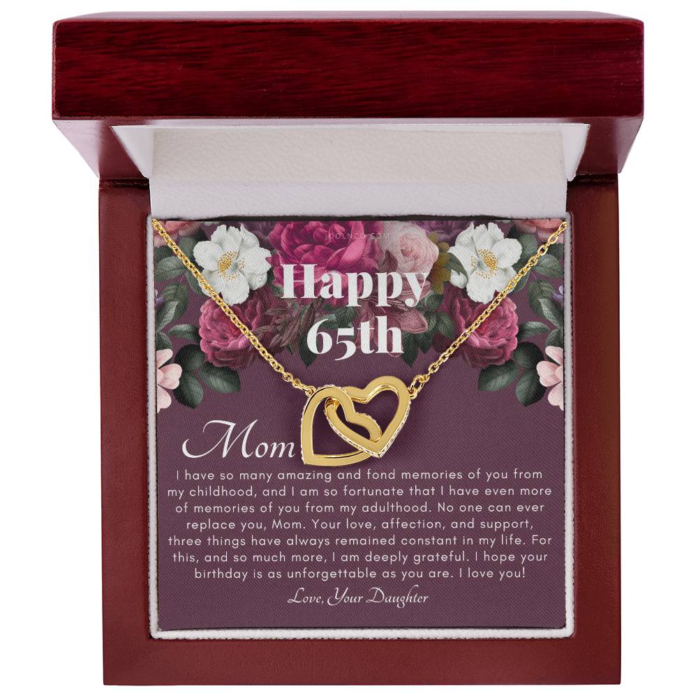 Mother'S 65Th Birthday Gift Gift For Mom On Her Birthday Gift For Mom From Daughter Mom Necklace Best Mom Gift Message Card Interlocking Hearts Necklace