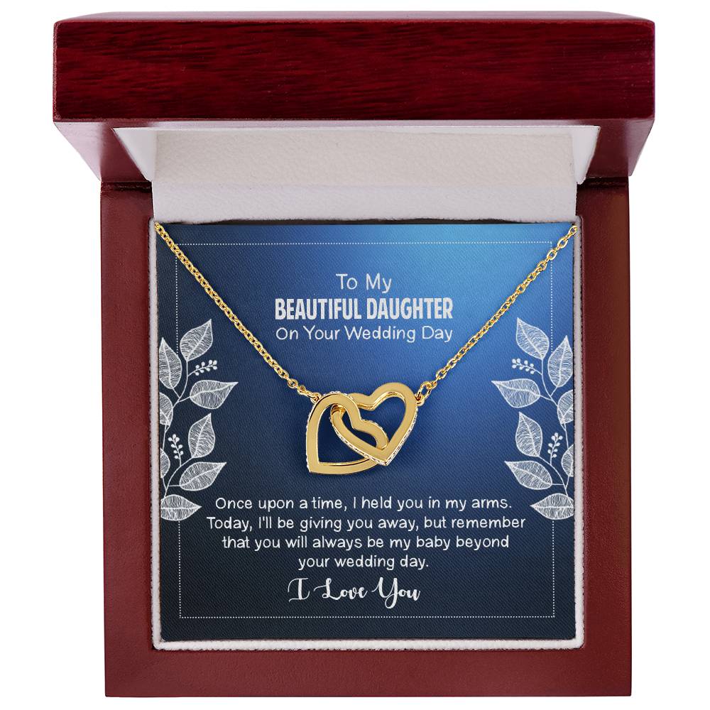 To My Beautiful Daughter - Always Be My Baby Interlocking Hearts Necklace
