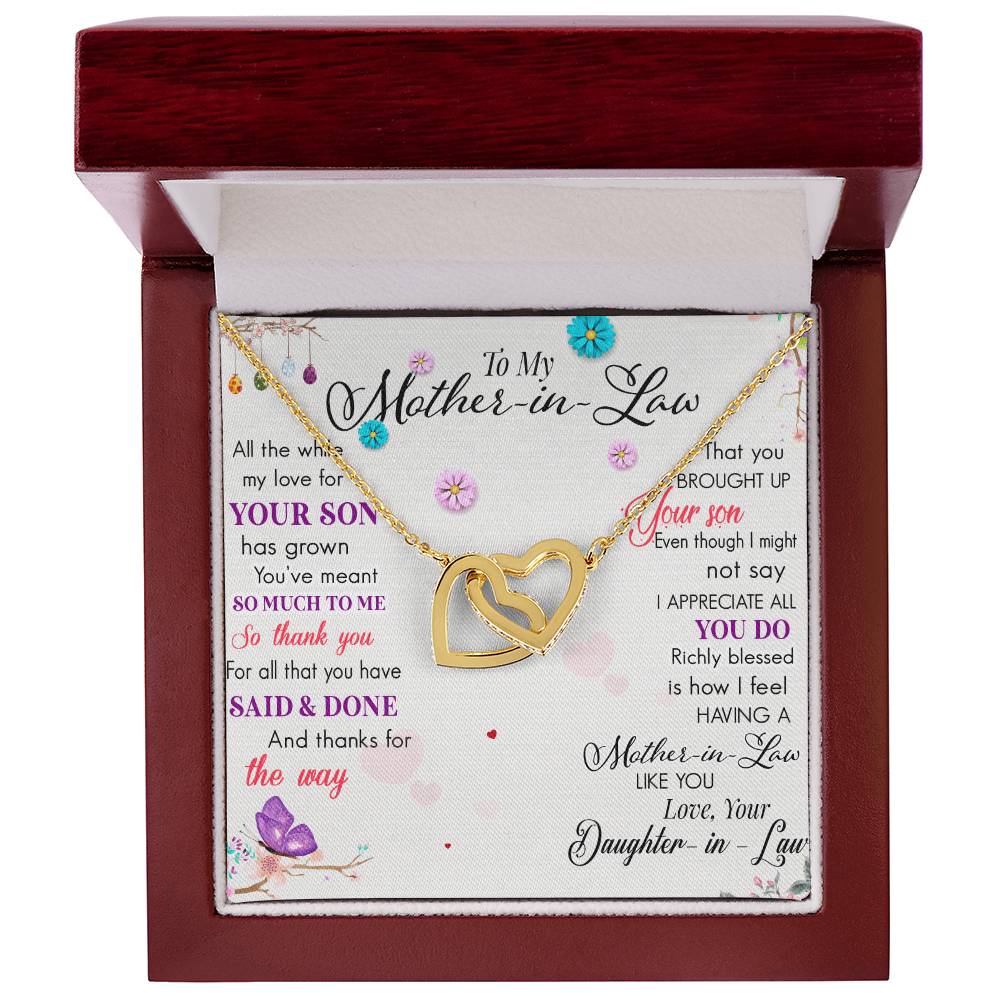 To My Mother In Law Love Family Interlocking Hearts Necklace