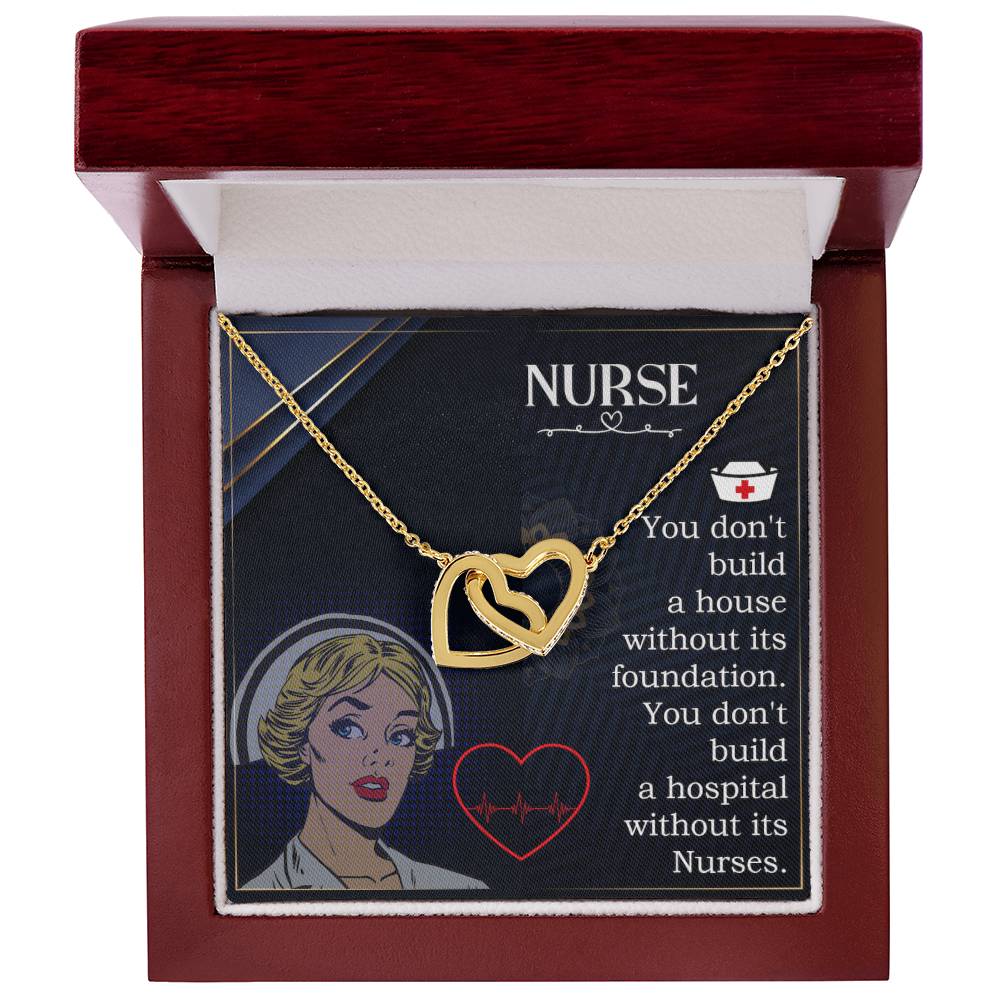 Never Ending Love For Nurse -Wife -Girlfriend Interlocking Hearts Necklace