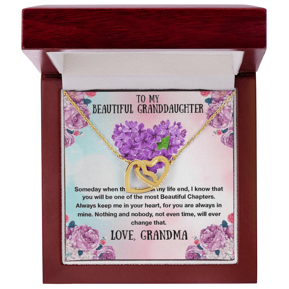 To My Granddaughter Necklace - The Most Beautiful Chapters - Gift For Granddaughter Granddaughter Interlocking Hearts Necklace
