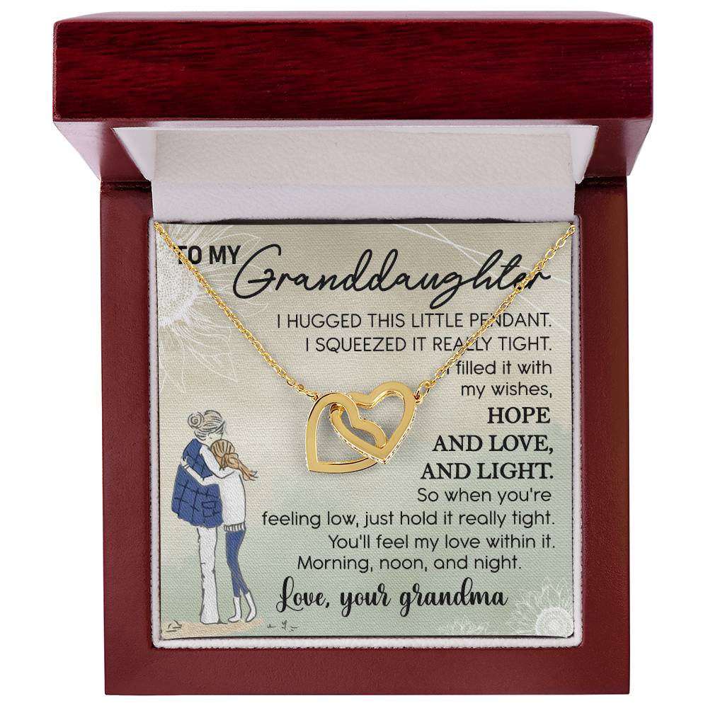 To My Granddaughter Interlocking Hearts Necklace Message Card