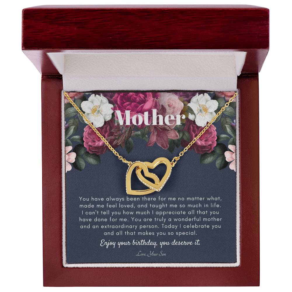 Mother'S Birthday Gift Necklace For Mom'S Birthday Elegant Gift For Mom From Son Best Mom Gift Message Card Interlocking Hearts Necklace