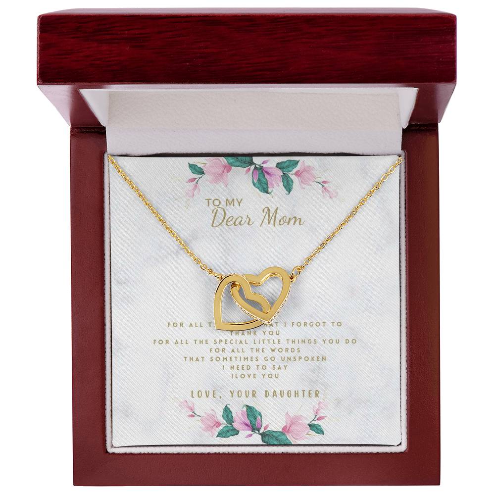 Daughter To Mom For Mom 2022 Mother'S Day Birthday Wedding Christmas Gifts Interlocking Hearts Necklace