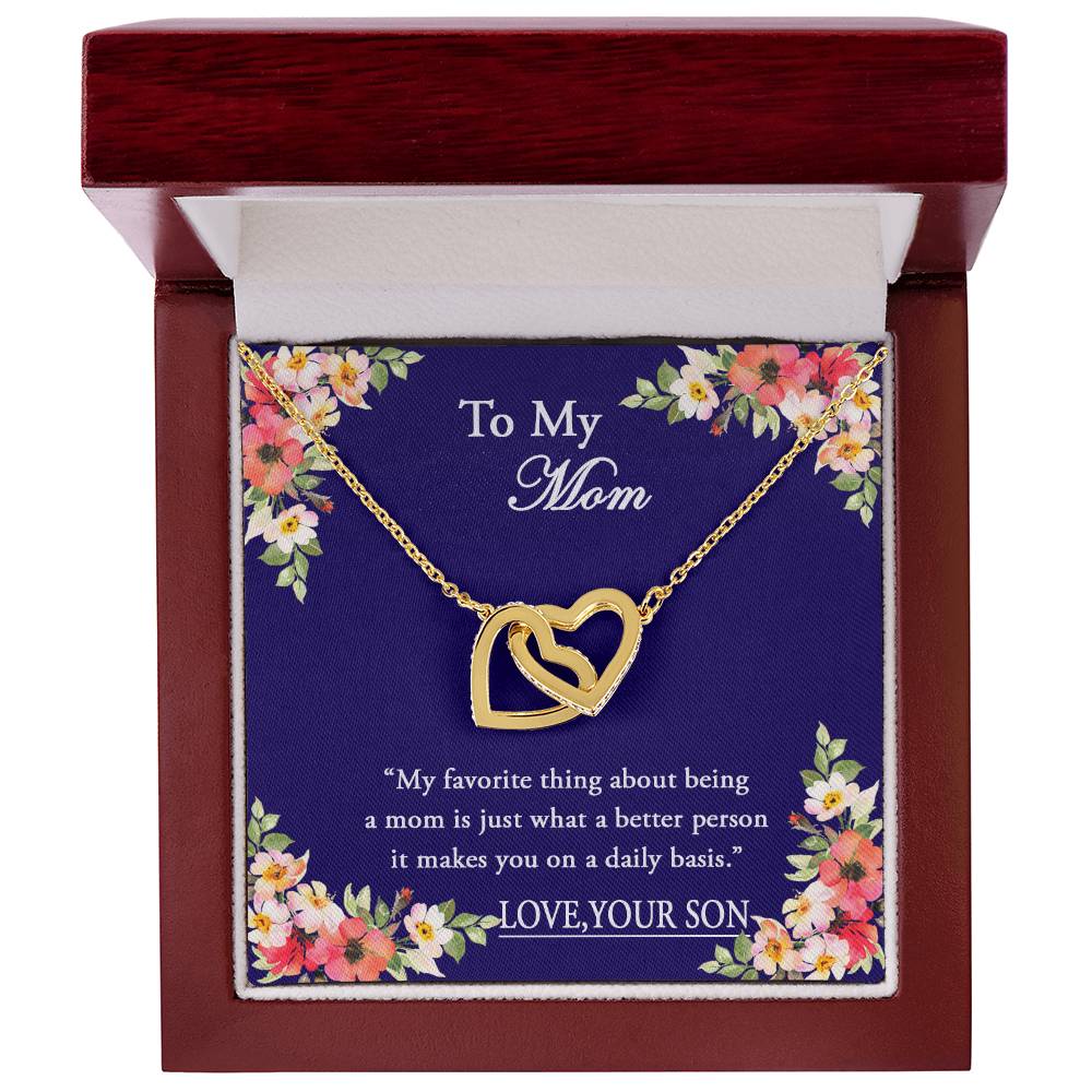 To My Mom I Will Always Be There Dragonfly Necklace Gift For Mom From Son Birthday Mother'S Day Christmas Present Interlocking Hearts Necklace