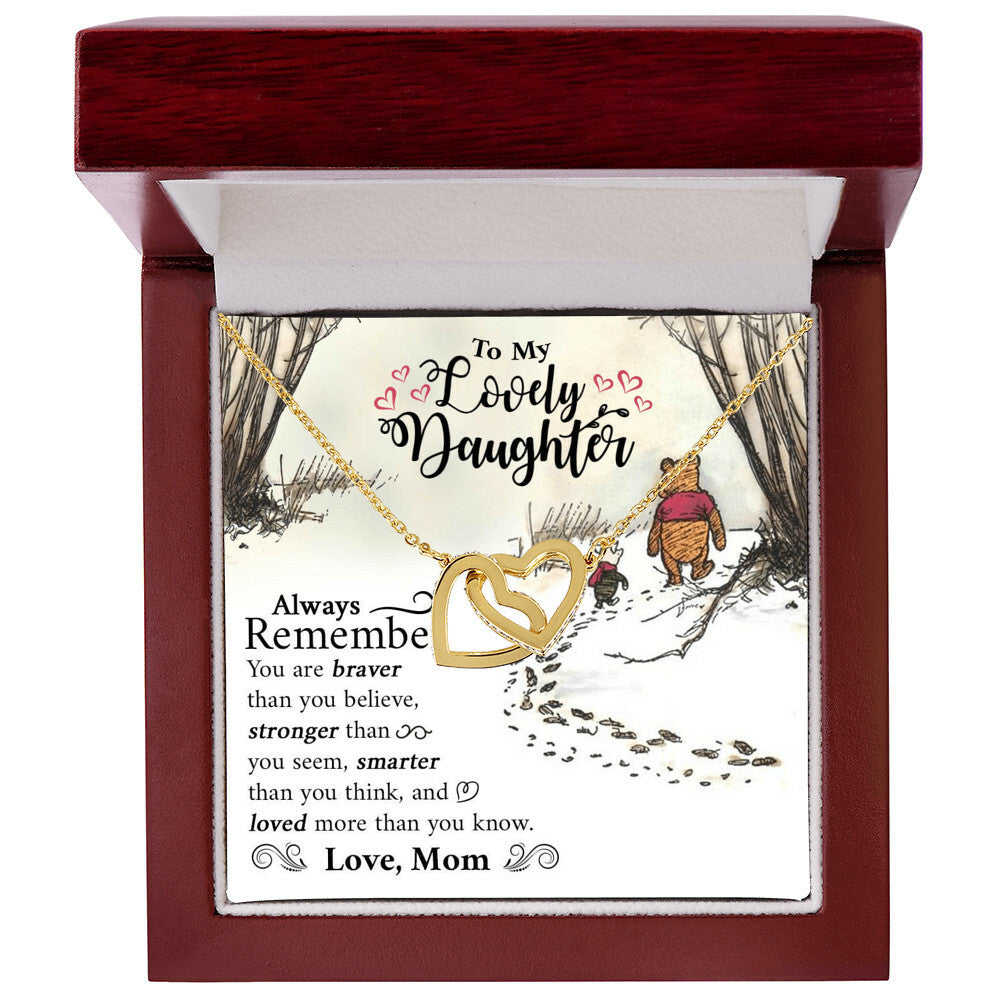 Lovely Daughter Winnie The Pooh Necklace Interlocking Hearts Necklace