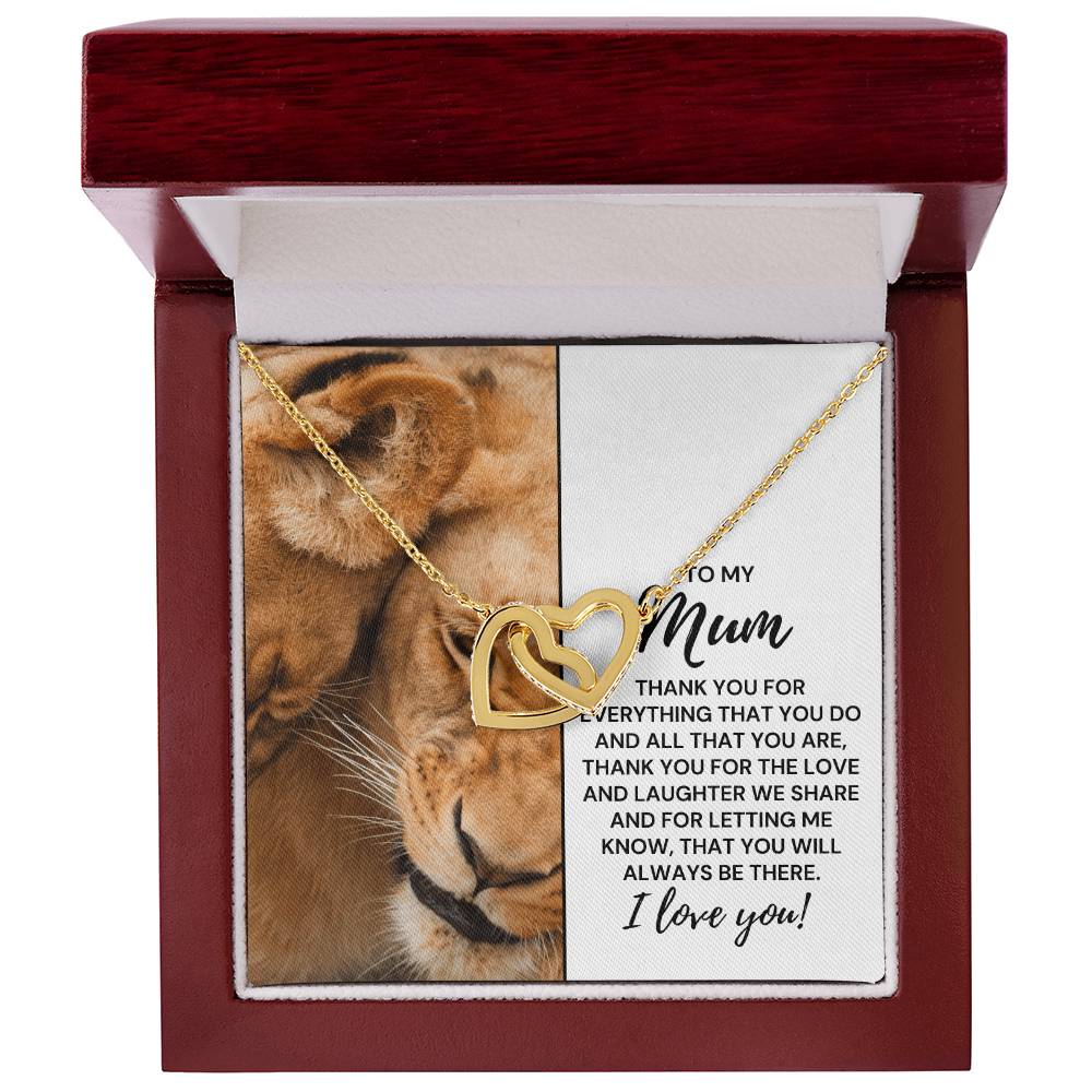 To My Mum - Thank You For Everything That You Do - Necklace Interlocking Hearts Necklace