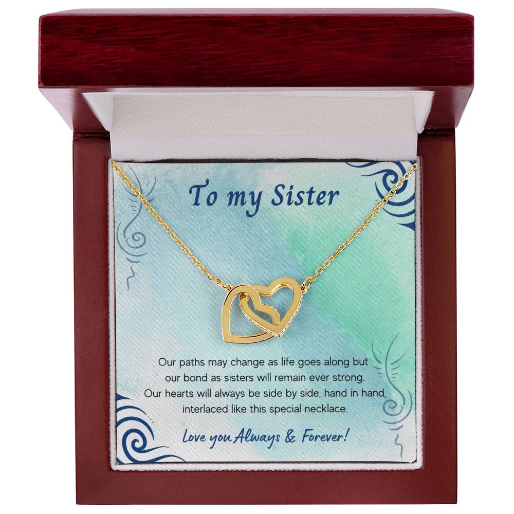 To My Sister Interlocking Hearts Necklace
