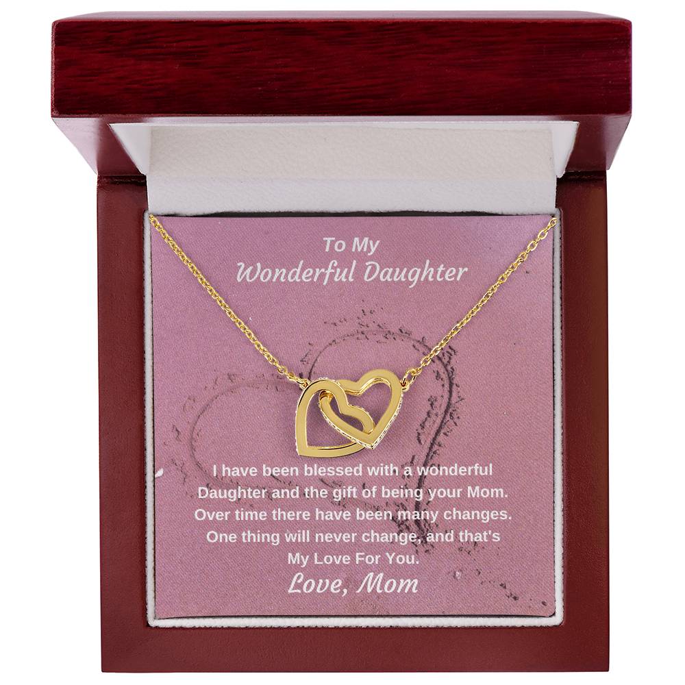 To My Wonderful Daughter Never Ending Love Personalized Pendant Necklace Gift Interlocking Hearts Necklace