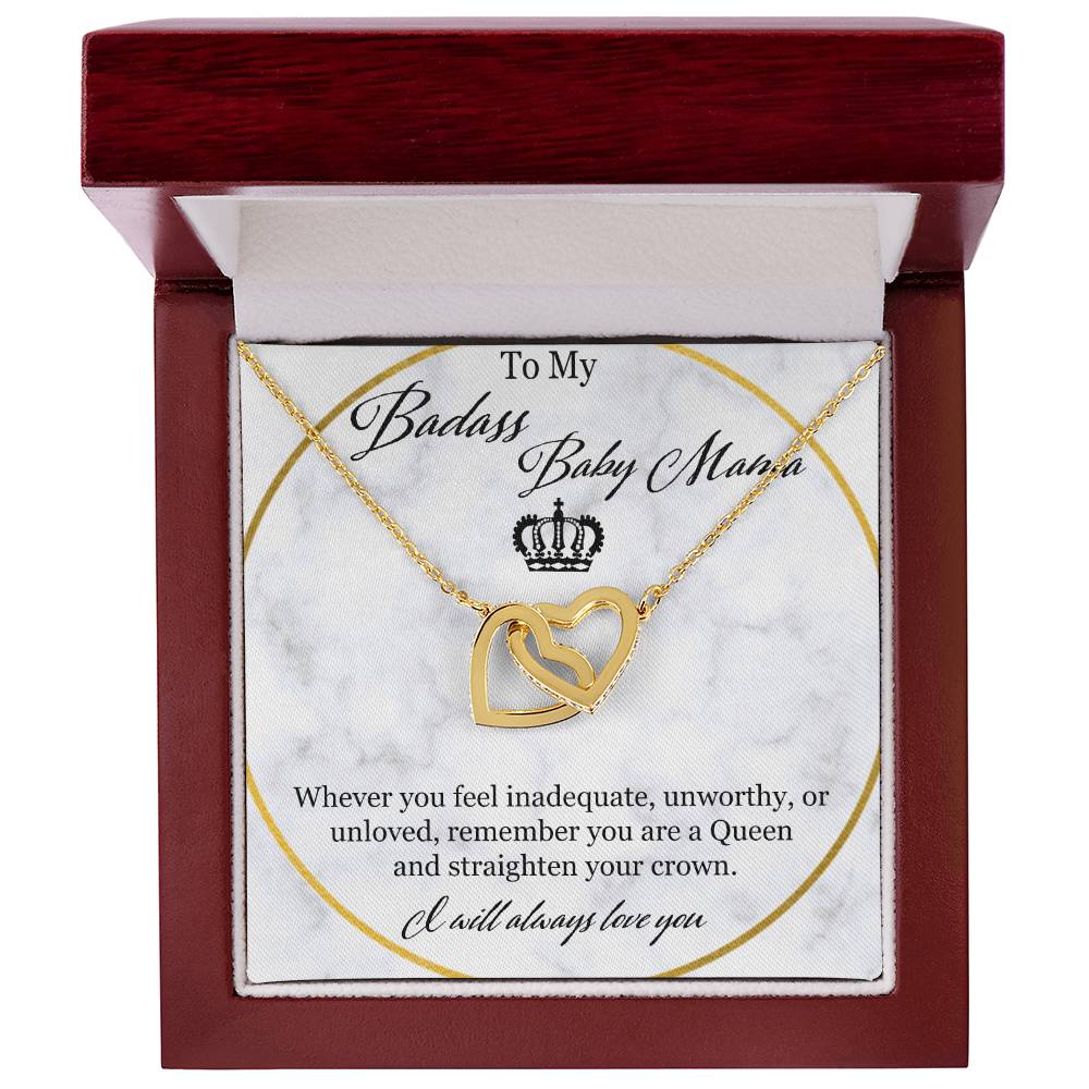 To My Badass Baby Mama Interlocking Hearts Necklace